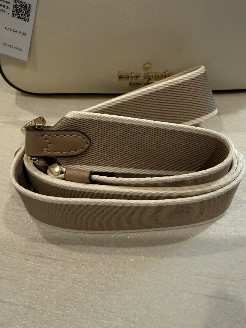 Kate Spade Duet Beige & White Leather Crossbody Bag  NWT